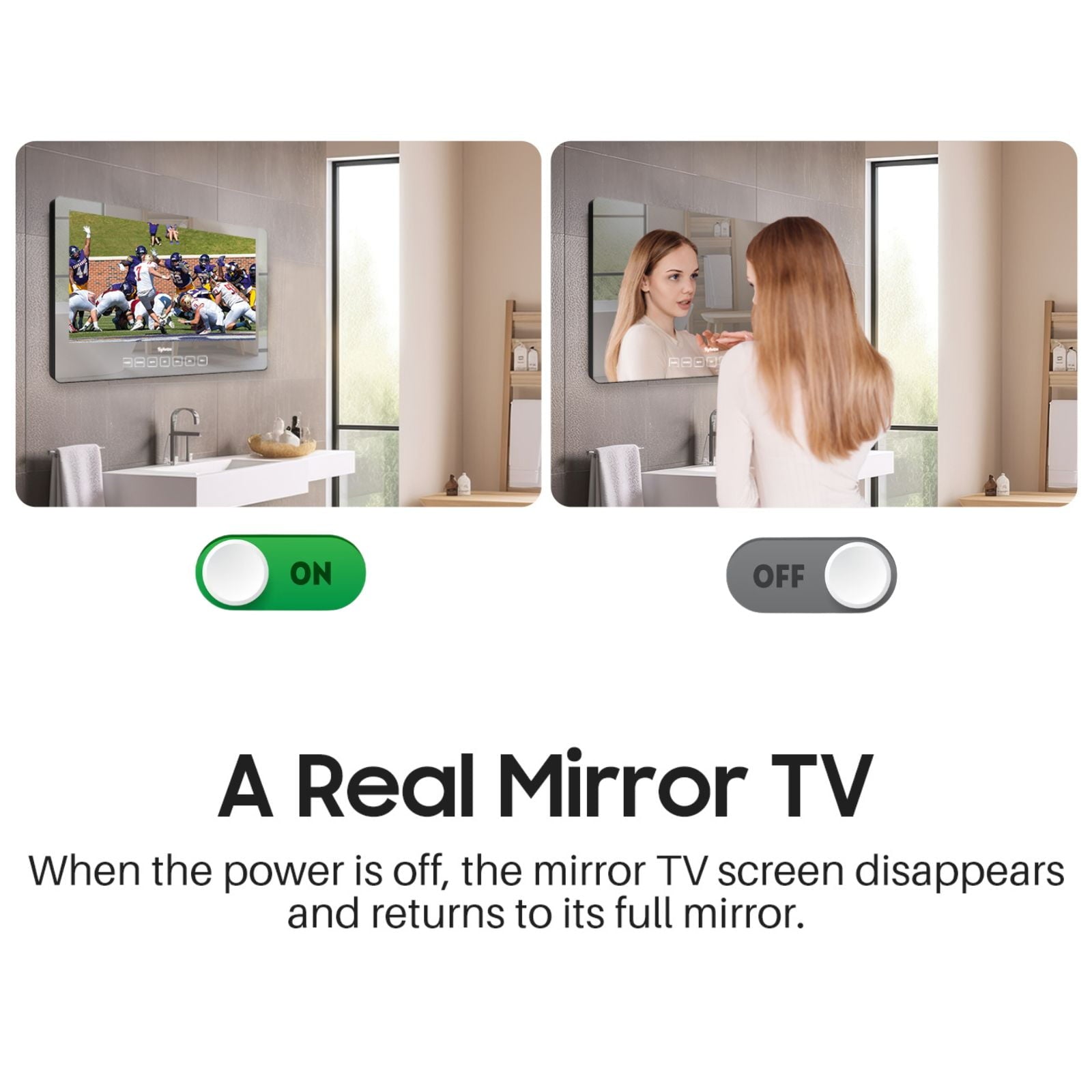 Transform Your Bathroom with the 19 Inch Smart Mirror TV - 1080P, Waterproof & Google Assistant Enabled for Ultimate Entertainment