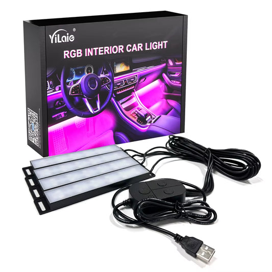 Yilaie Interior Car Atmosphere Light Smart Light Bar with App & Keyboard Control Music Sync USB under Dash Lighting Kit for Cars