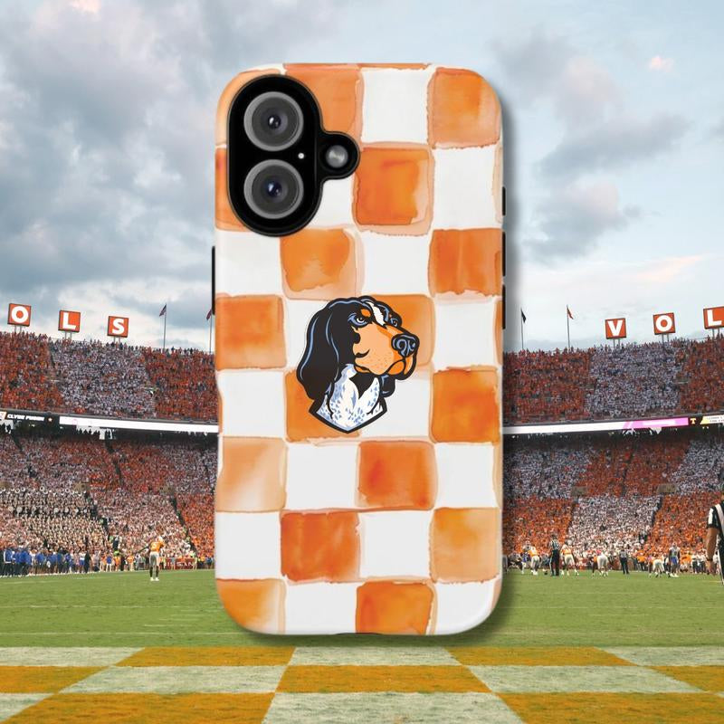 TN VOLS Smoky Dog Phone Case, NCCA Football Fan Striped Checked Art Cute Phone Cover, for Iphone 17 16 15 14 13 12 11 Xs Pro Max S25 S24 S23