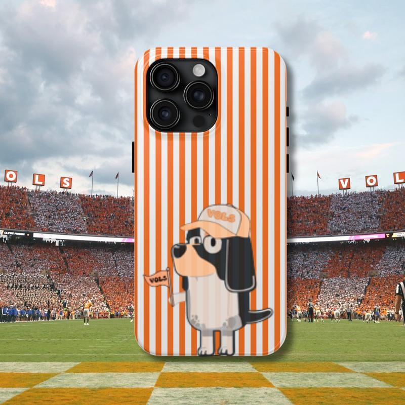 TN VOLS Smoky Dog Phone Case, NCCA Football Fan Striped Checked Art Cute Phone Cover, for Iphone 17 16 15 14 13 12 11 Xs Pro Max S25 S24 S23