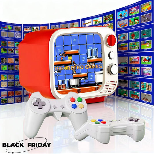 2025 Upgraded Mini TV Retro Game Console, 740 Games, 3.5-Inch Screen Portable Gaming System for Kids & Gamers, Red Retro Video Games Player with TV Output & 2-Player Mode, Christmas Gift Dual