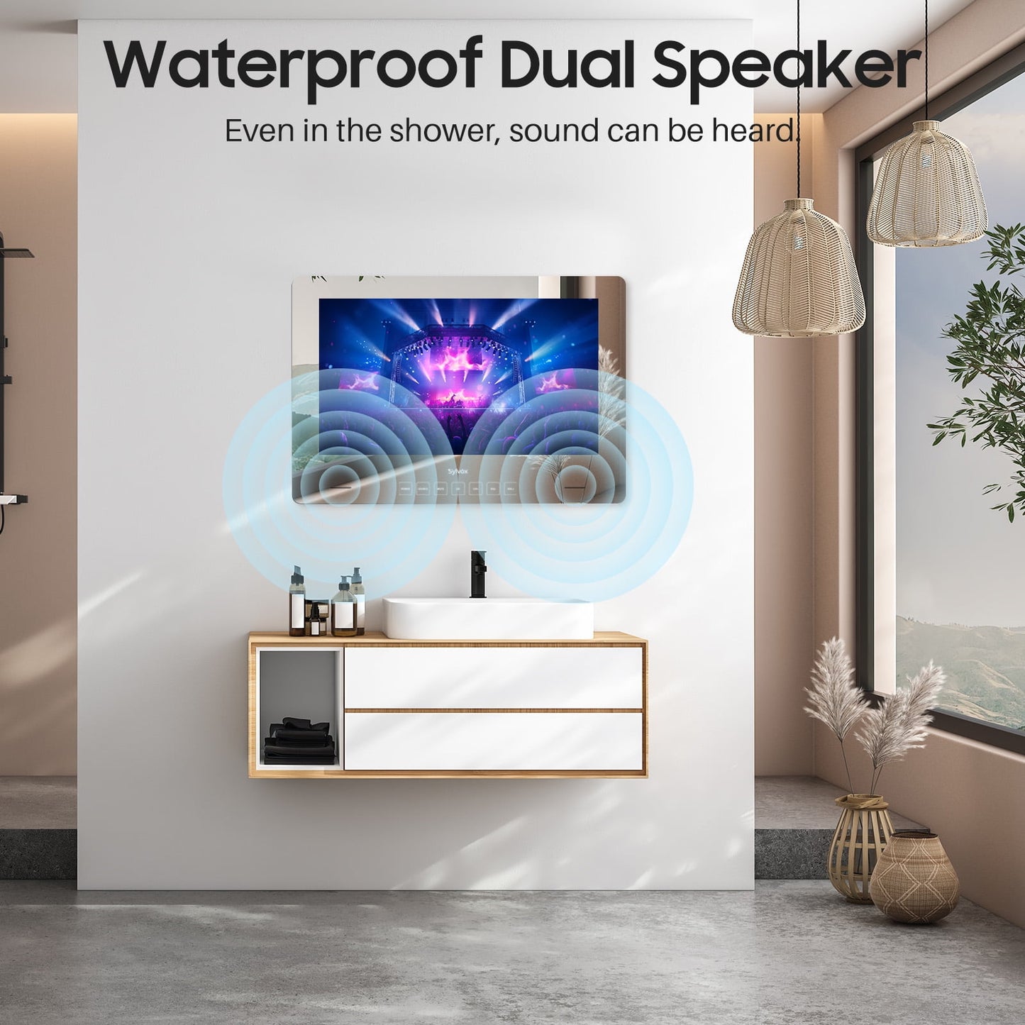 Transform Your Bathroom with the 19 Inch Smart Mirror TV - 1080P, Waterproof & Google Assistant Enabled for Ultimate Entertainment