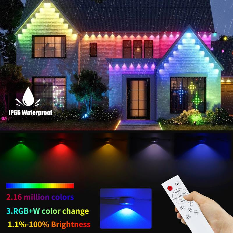 SEURON LED Permanet Lights 50 100 150FT RGBW Color Changing String Lights with 2.4G Remote Control IP65 Waterproof for Garden Party Holiday Decor
