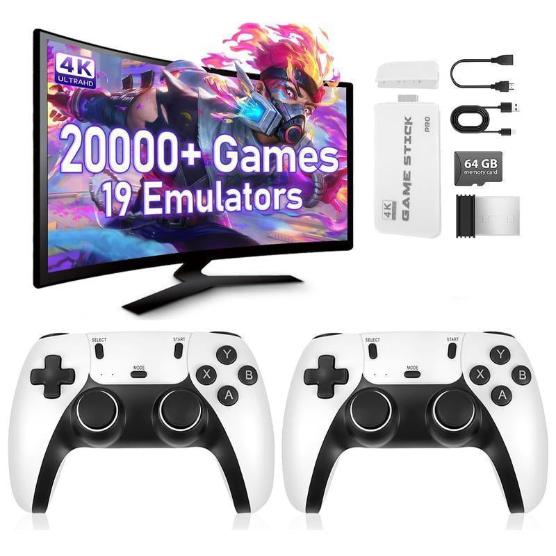 Mass Games Retro Game Console with 20000+ Built-In Games 19 Emulators 2 Wireless Controllers 4K Output & 64GB SD Card Perfect for Kids & Adults - Portable Gaming System Tiktokshopholidayhaul