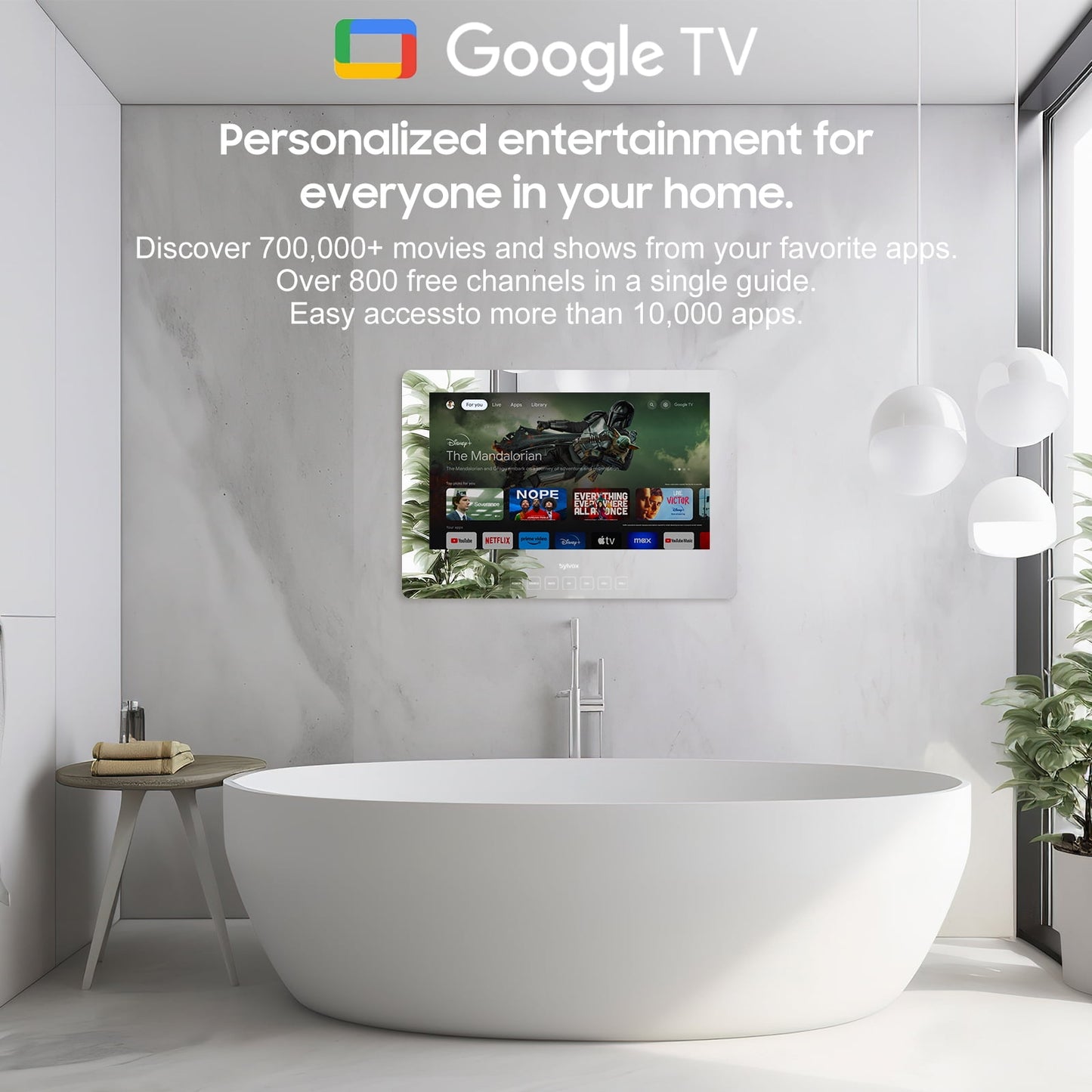 Transform Your Bathroom with the 19 Inch Smart Mirror TV - 1080P, Waterproof & Google Assistant Enabled for Ultimate Entertainment
