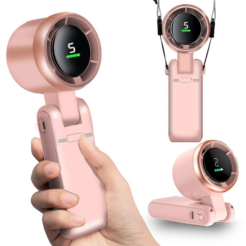 Portable Handheld Turbo Fan, 5 Gear Wind,4000Mah Battery Operated, up to 10 Working Hours, 3 in 1 Hand Fan Rechargeable with Air Turbo Tech Cooling Fan for Outdoor Activities, Travel, Working