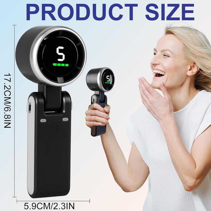 Portable Handheld Turbo Fan, 5 Gear Wind,4000Mah Battery Operated, up to 10 Working Hours, 3 in 1 Hand Fan Rechargeable with Air Turbo Tech Cooling Fan for Outdoor Activities, Travel, Working