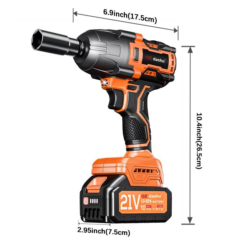 Cordless Impact Wrench, 1200N.M 1/2" Brushless Impact Gun, 21V High Torque Power Impact Driver, for Family Car/Pickup Truck/Mower M Torque Compact Cordless Impact Driver Half Inch Drive Complete Kit Brushless Impact Gun Air Wrench M Power Impact Gun