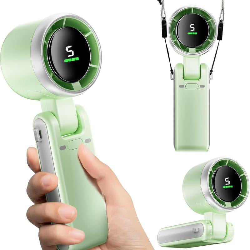 Portable Handheld Turbo Fan, 5 Gear Wind,4000Mah Battery Operated, up to 10 Working Hours, 3 in 1 Hand Fan Rechargeable with Air Turbo Tech Cooling Fan for Outdoor Activities, Travel, Working