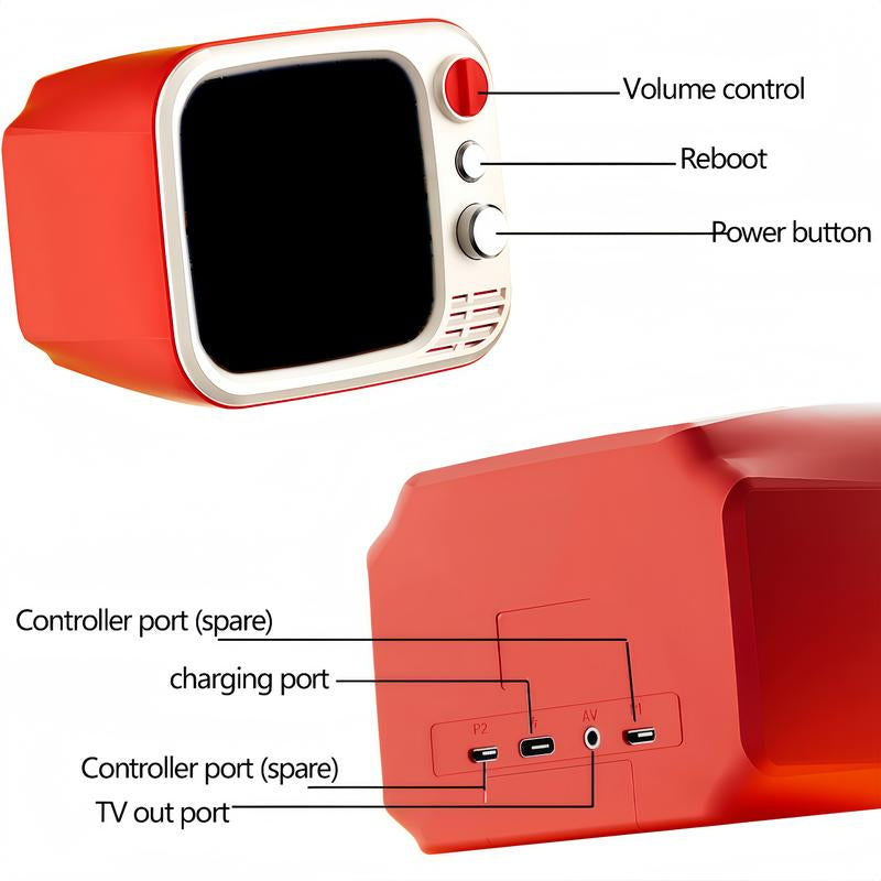 2025 Upgraded Mini TV Retro Game Console, 740 Games, 3.5-Inch Screen Portable Gaming System for Kids & Gamers, Red Retro Video Games Player with TV Output & 2-Player Mode, Christmas Gift Dual