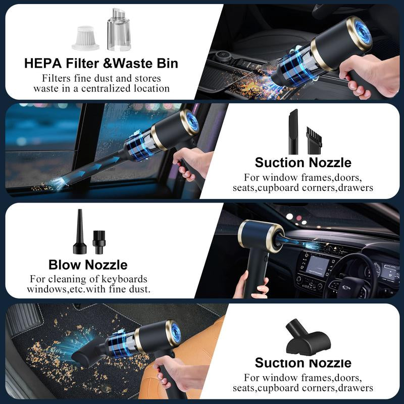 Handheld Cordless Vacuum Cleaner 5500Pa - Auto Car Vacuums with Best Suction, Small Portable Vac for Cars/Home/Desk - Mini Hand Vac