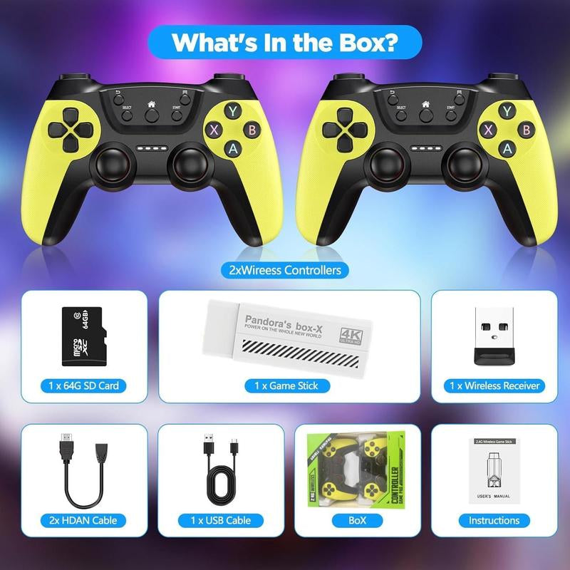 Retro Game Stick, Retro Game Console, Nostalg Game, Plug and Play Video Game Stick, Retro Play Stick 9 Emulators, 4K HDMI Output, Premium Dual Competitive Level Dual Controllers