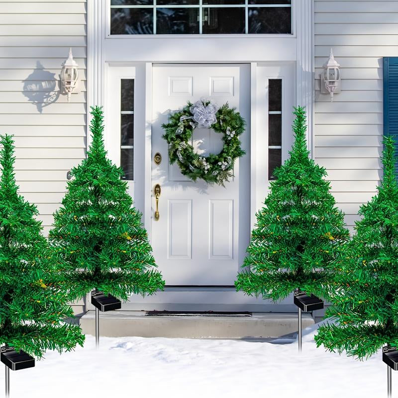 (4Pcs Sets of Solar Christmas Tree Lights) Holiday Decorations, Outdoor Courtyards, Gardens, Lawns, Small Path Lights, Atmosphere Lights