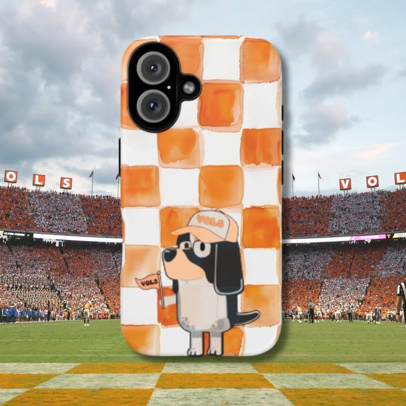 TN VOLS Smoky Dog Phone Case, NCCA Football Fan Striped Checked Art Cute Phone Cover, for Iphone 17 16 15 14 13 12 11 Xs Pro Max S25 S24 S23