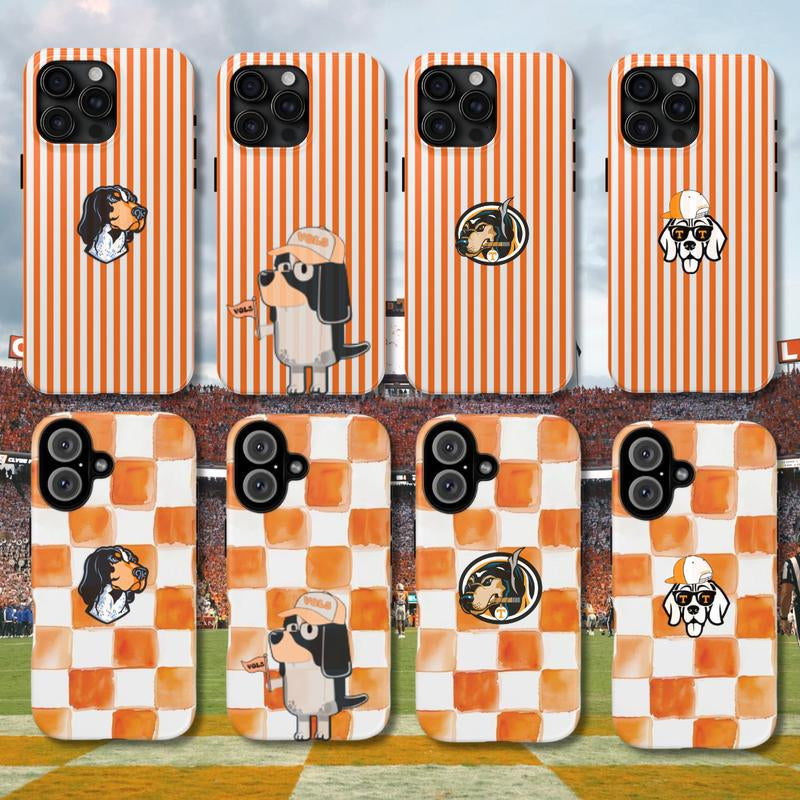 TN VOLS Smoky Dog Phone Case, NCCA Football Fan Striped Checked Art Cute Phone Cover, for Iphone 17 16 15 14 13 12 11 Xs Pro Max S25 S24 S23