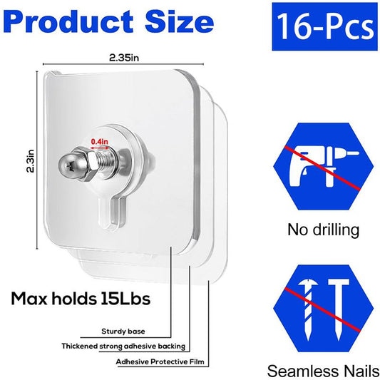 32-Piece No-Punch No-Nail Stickers, Hangableshelves,Mural Decorations, with Screw Capsorganiser Stainless