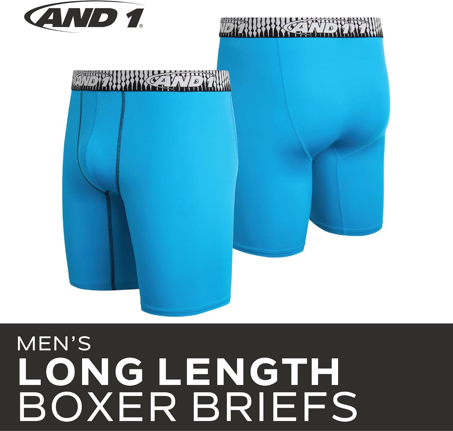 Mens Underwear Boxer Briefs - 5 Pack Performance Stretch Long Leg Boxers for Men with Contour Support Pouch, 9" Inseam