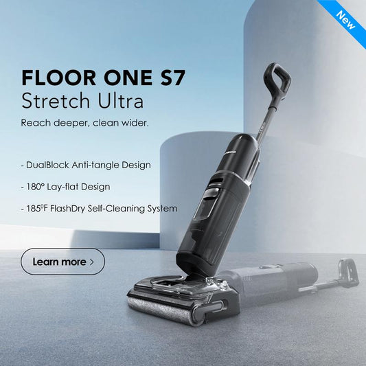 Tineco Floor ONE S7 Stretch Ultra Cordless Wet Dry Vacuum Cleaner, 180°Lay-Flat Anti-Tangle Design, 50 Minutes Runtime, 185℉ Flashdry Self-Cleaning, Dual-Sided Edge Cleaning Floor Cleaner