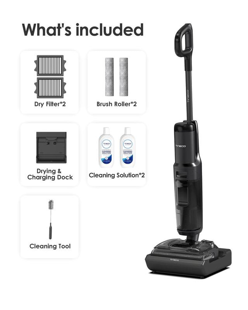Tineco Floor ONE S7 Stretch Ultra Cordless Wet Dry Vacuum Cleaner, 180°Lay-Flat Anti-Tangle Design, 50 Minutes Runtime, 185℉ Flashdry Self-Cleaning, Dual-Sided Edge Cleaning Floor Cleaner