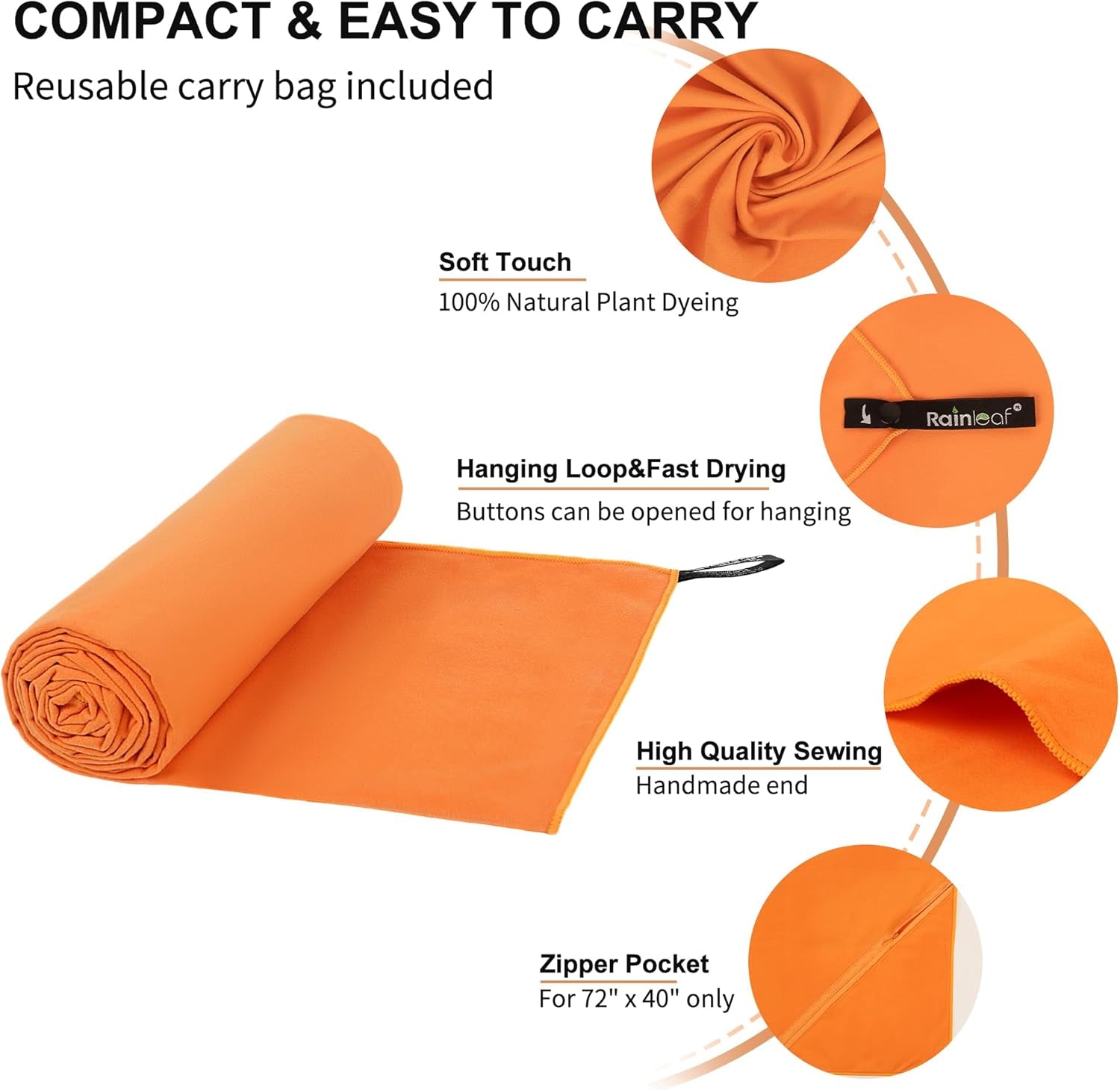 Microfiber Towel Perfect Travel & Gym & Camping Towel. Quick Dry - Super Absorbent - Ultra Compact - Lightweight. Suitable for Trip, Beach, Shower, Backpacking, Pool