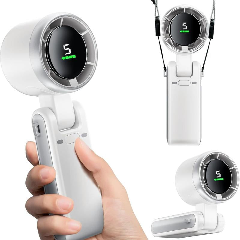 Portable Handheld Turbo Fan, 5 Gear Wind,4000Mah Battery Operated, up to 10 Working Hours, 3 in 1 Hand Fan Rechargeable with Air Turbo Tech Cooling Fan for Outdoor Activities, Travel, Working