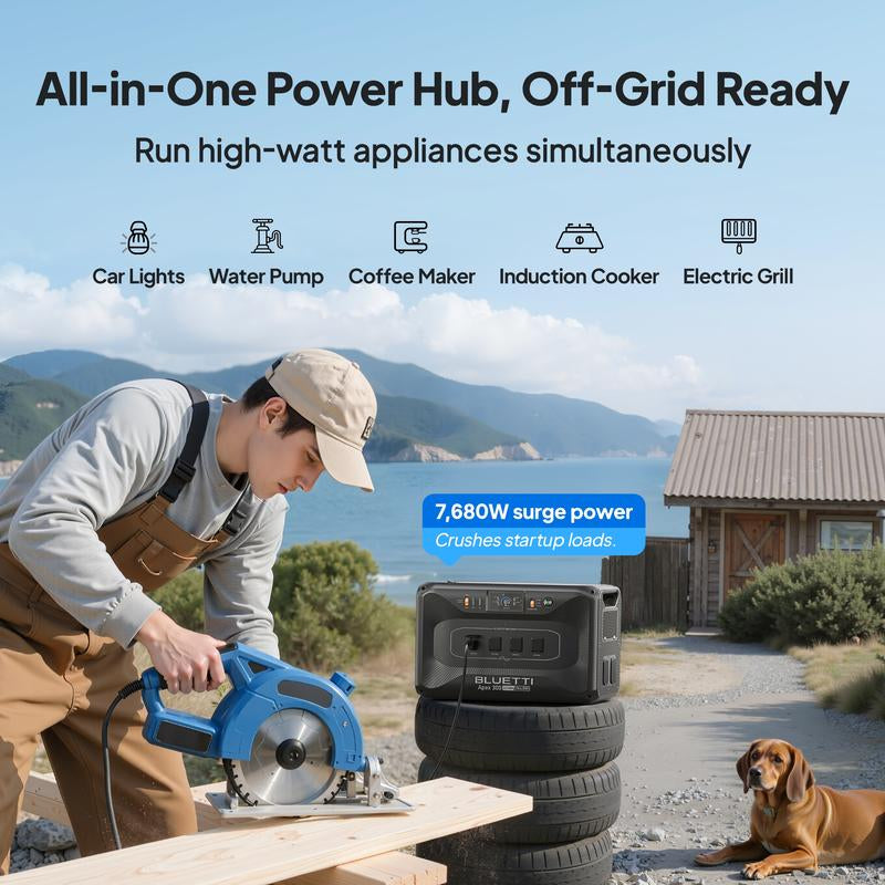 BLUETTI Apex 300 Portable Power Station, 2764.8Wh Lifepo4 Battery, 3840W Max AC Output, Expandable for Home Backup, RV & Off-Grid
