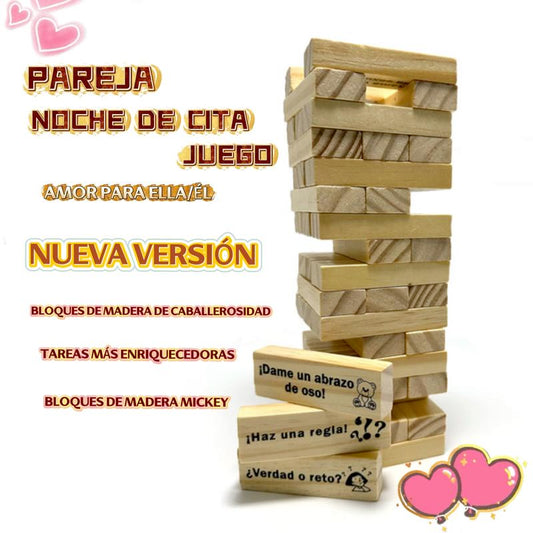 Block Tower Game for Dating(Spanish Version),Stacking-Tower Game for Couple,Gift Forfriend,Best Game for Party.Regalo De San Valentín